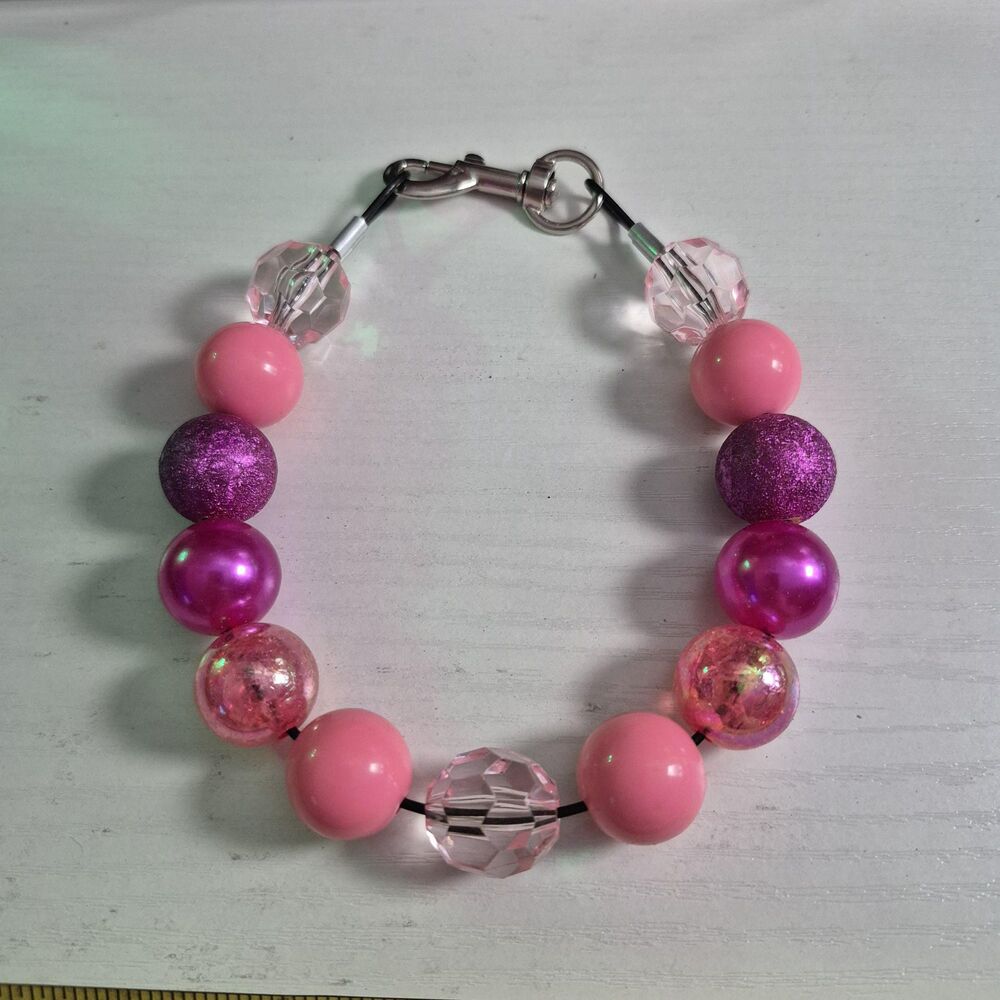 Handmade Beaded Dog Puppy Collar Necklace Jewelry Durable Acrylic 14"